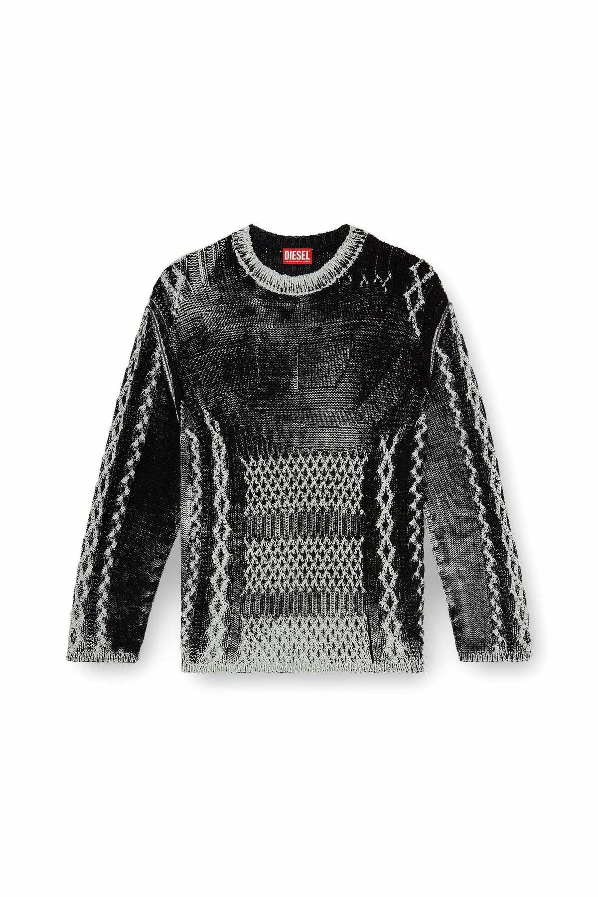 Diesel Treated cable-knit jumper - Knitwear Mens in Multicolor