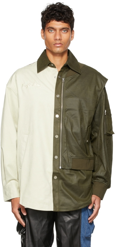 Photo: Feng Chen Wang Green & Beige Deconstructed Croc Shirt