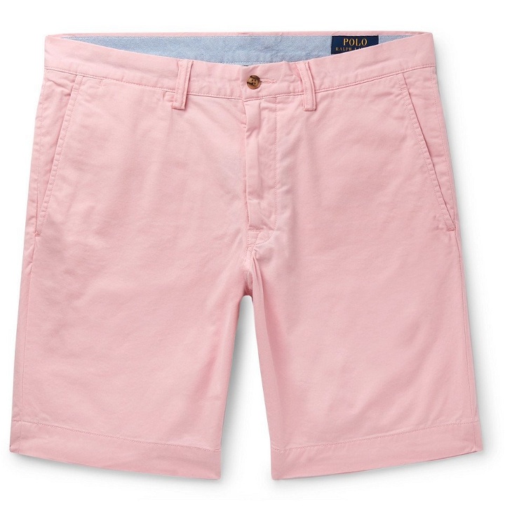 Photo: Polo Ralph Lauren - Slim-Fit Cotton-Blend Twill Chino Shorts - Pink