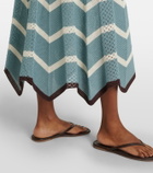 La DoubleJ Chevron crochet cotton midi skirt