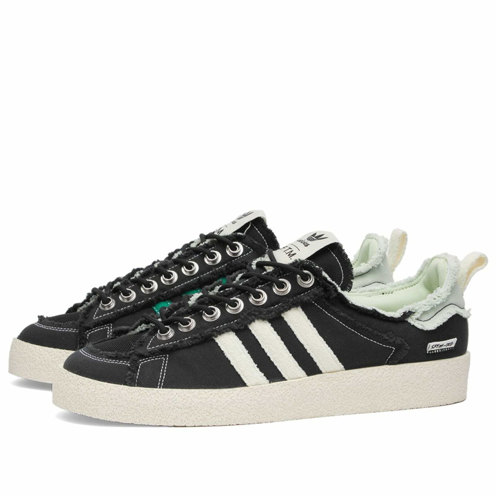 Photo: Adidas x SFTM Campus 80s Sneakers in Black/Cream White/Green