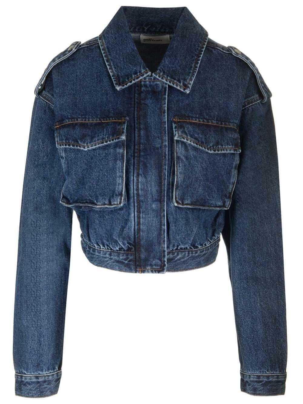 self-portrait Denim Utility Cropped Jacket Self-Portrait