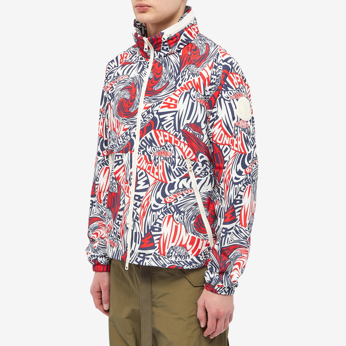 Moncler Men's Ornain Printed Windbreaker in Red/White Moncler