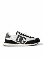 Dolce&Gabbana - Logo-Print Mesh, Leather and Suede Sneakers - Black
