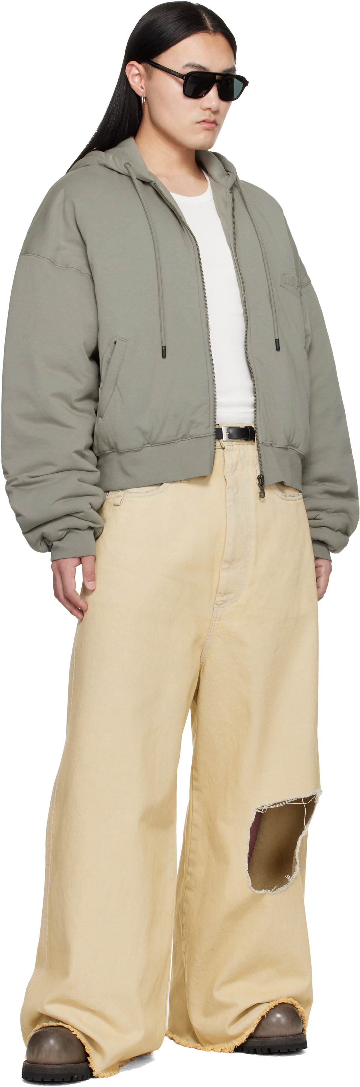 LU'U DAN Gray Wadded Hoodie