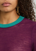 Chloe Ribbed Semi-sheer Wool Jumper Purple