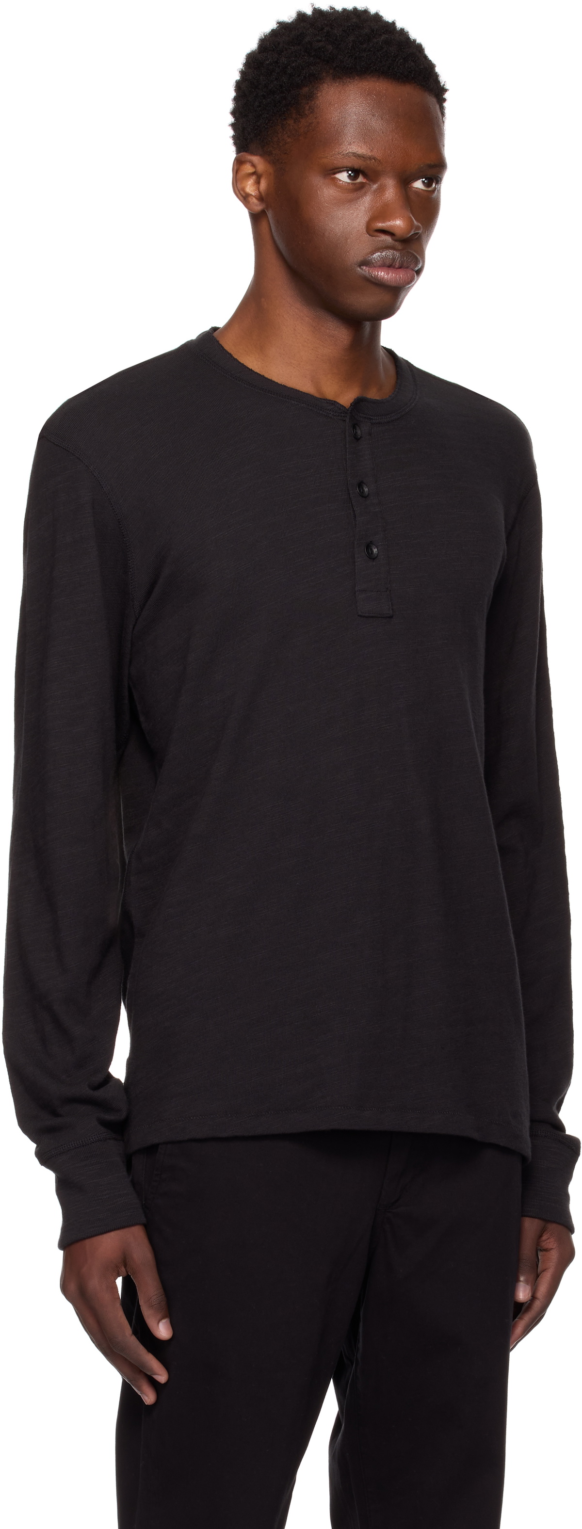 rag & bone Black Classic Flame Henley