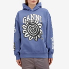 GANNI Women's Isoli Mega Flower Oversized Hoodie in Gray Blue