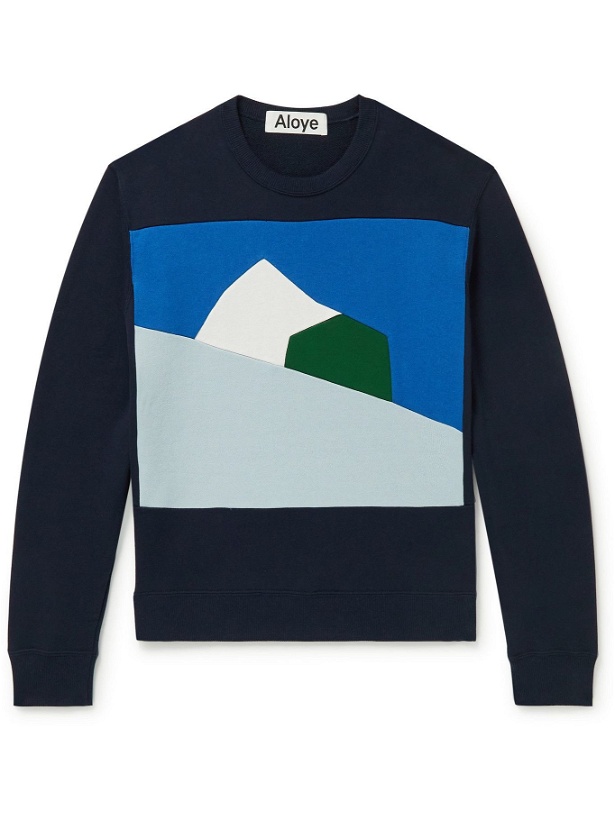 Photo: Aloye - Colour-Block Cotton-Jersey Sweatshirt - Blue