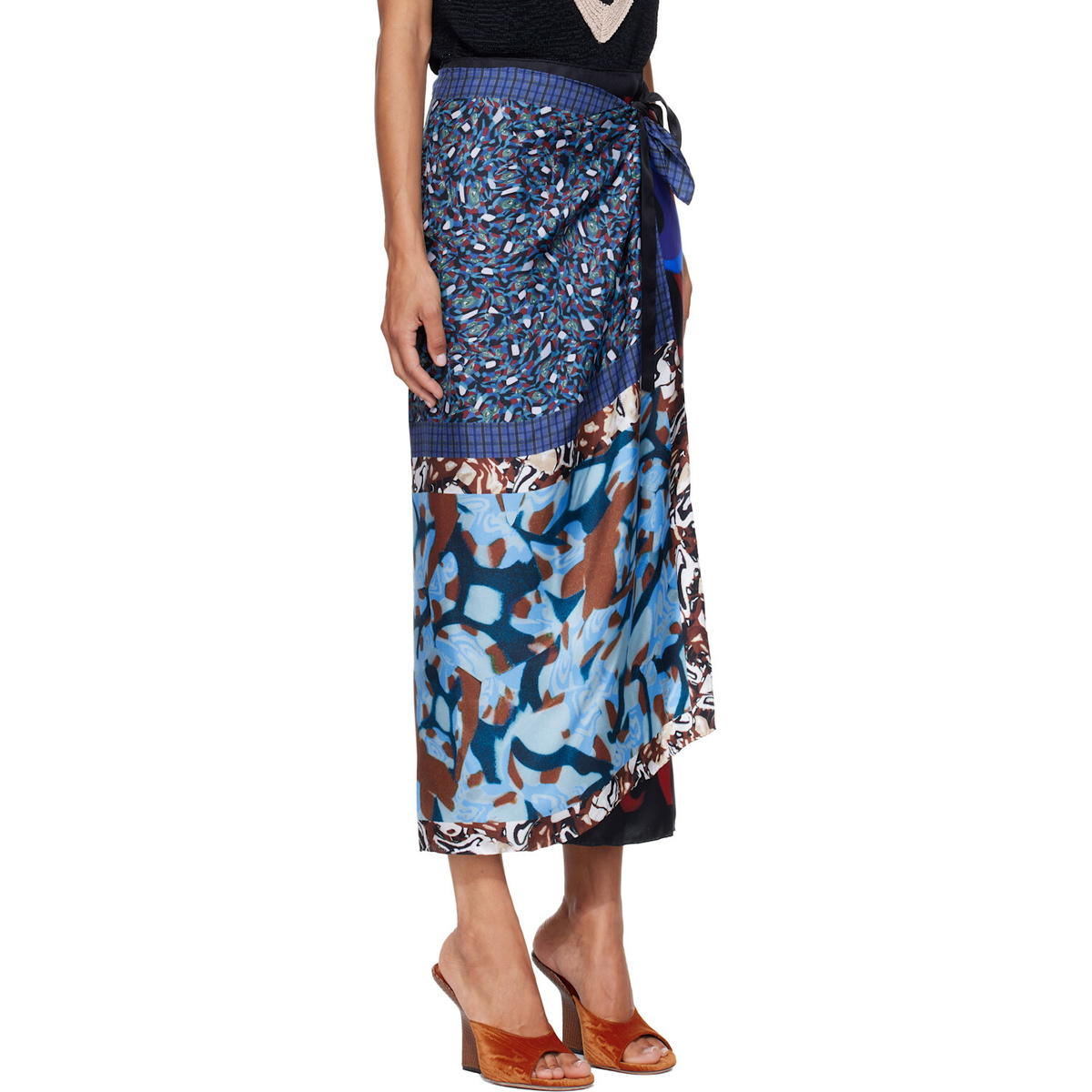 Dries Van Noten Multicolor Wrap Scarf Midi Skirt