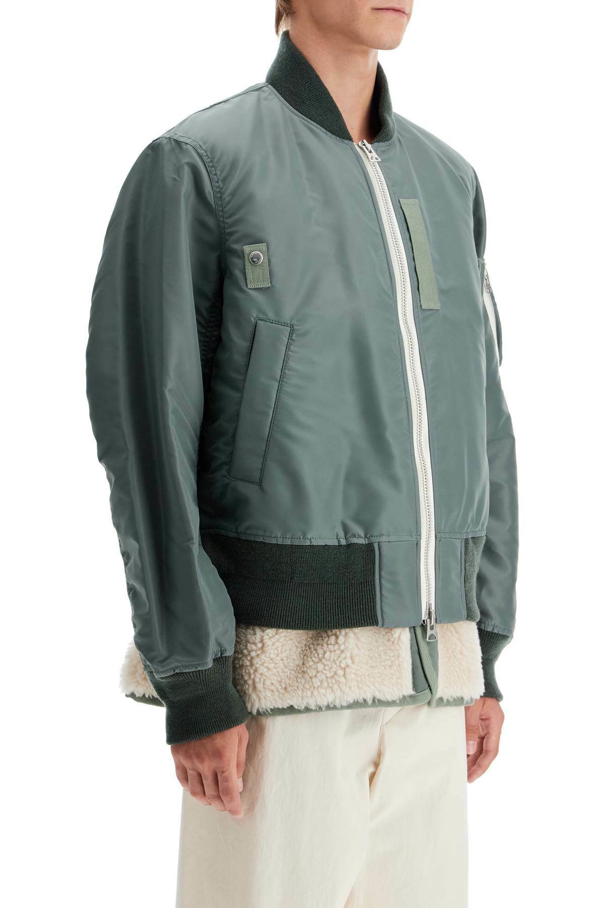 SACAI layered hybrid bomber jacket Khaki Sacai