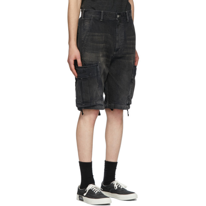 Neighborhood Black Denim Washed C-PT Cargo Shorts Neighborhood