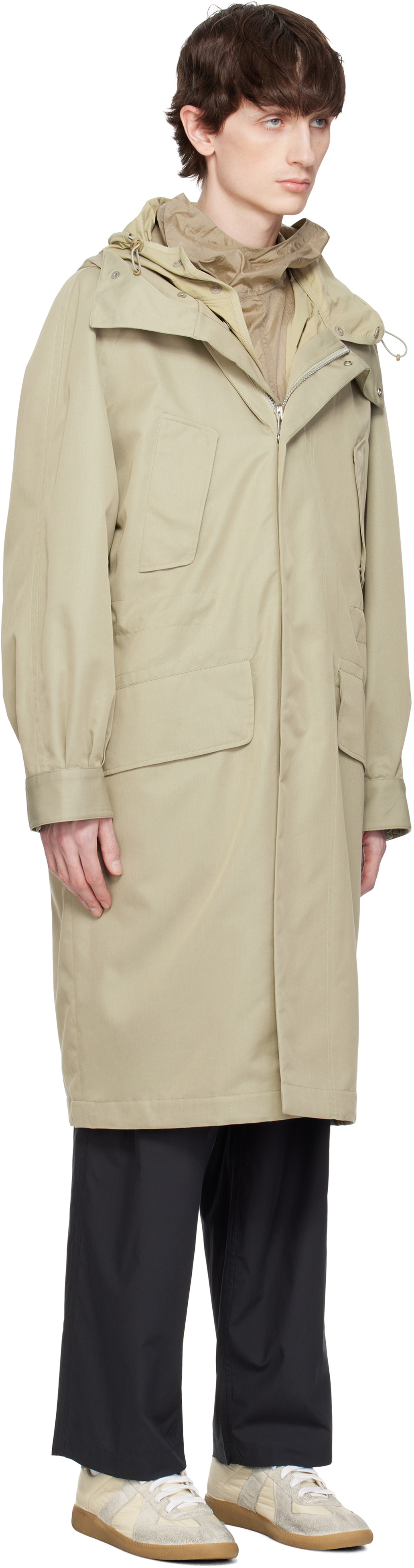 DOCUMENT Beige Water Repellent Cotton Coat