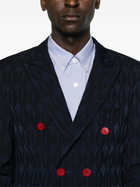 Labrum London Blue Double-Breasted Monogram Blazer
