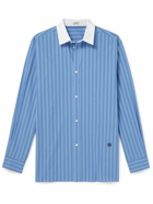 LOEWE - Logo-Embroidered Striped Cotton-Poplin Shirt - Blue