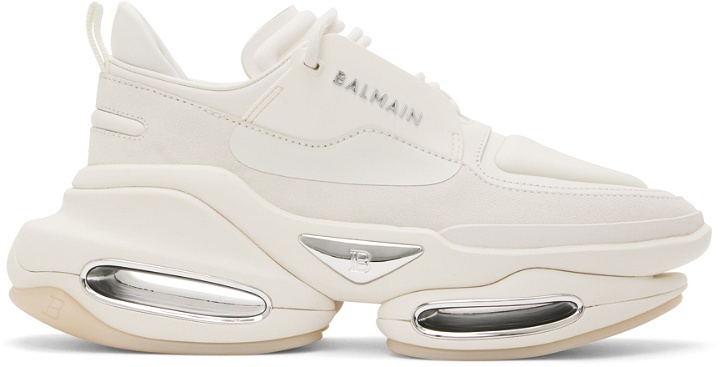 Photo: Balmain White B-Bold Sneakers