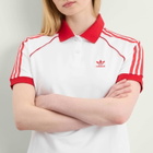 Adidas Women's SST Adicolor Short Sleeve Polo in White/Better Scarlet