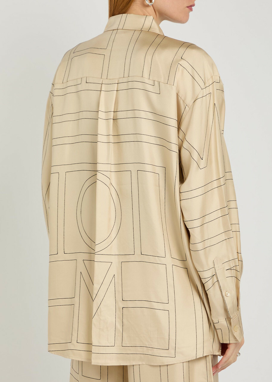 Toteme Logo-monogrammed Silk Shirt Off White