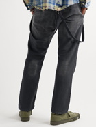 Visvim - Distressed Garment-Dyed Cotton-Moleskin Trousers - Black