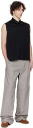 AMI Paris Black Contrasted Sleeveless Shirt