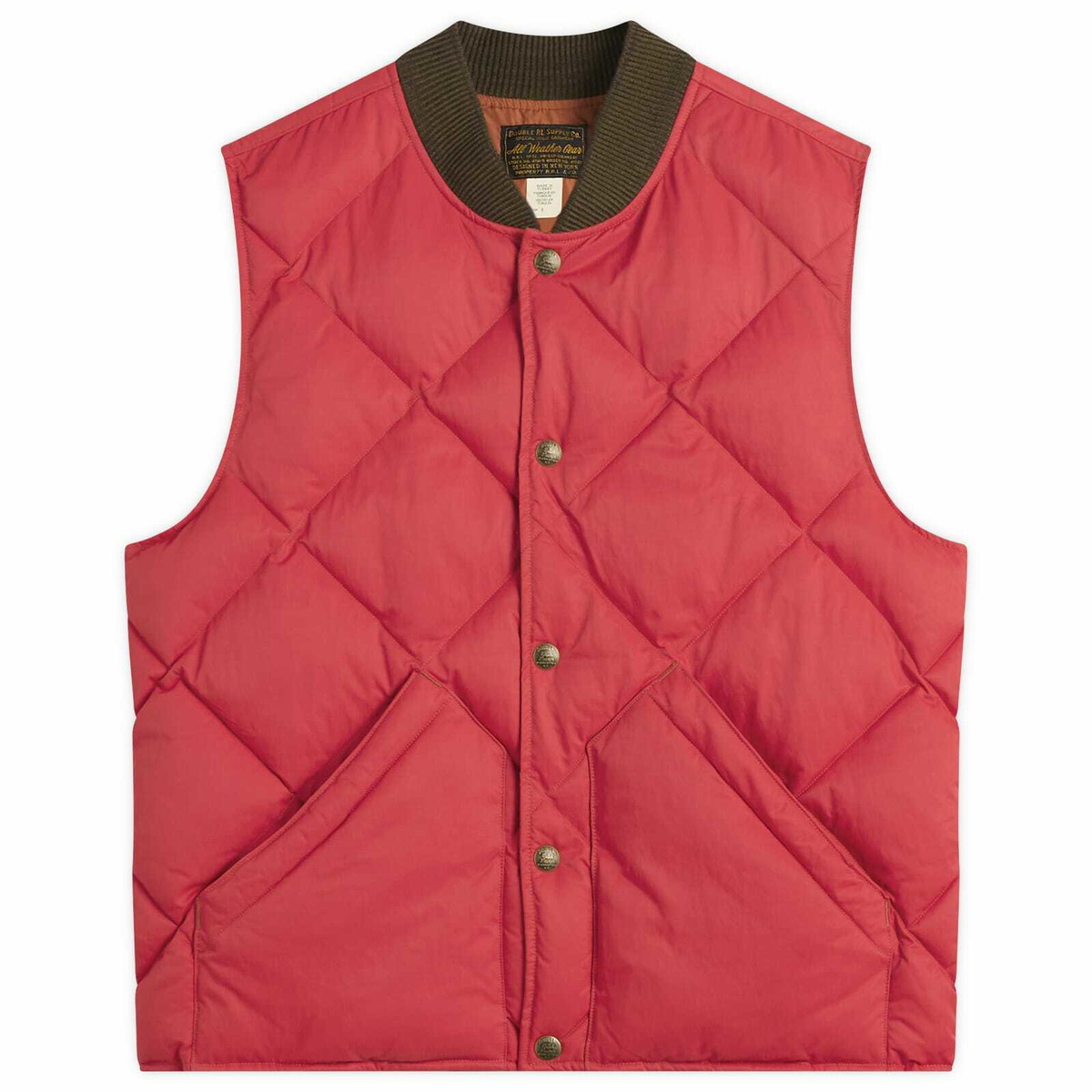 RRL Men's Down William Vest in Vintage Orange