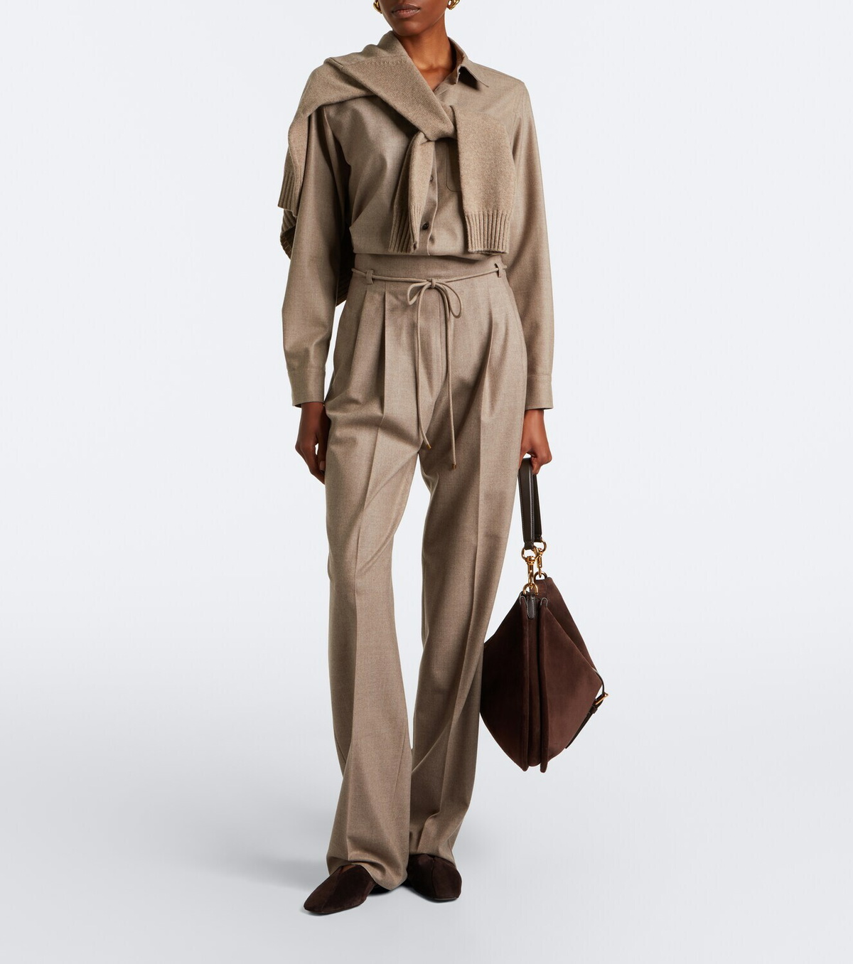 Max Mara Leather and suede slip-on shoes