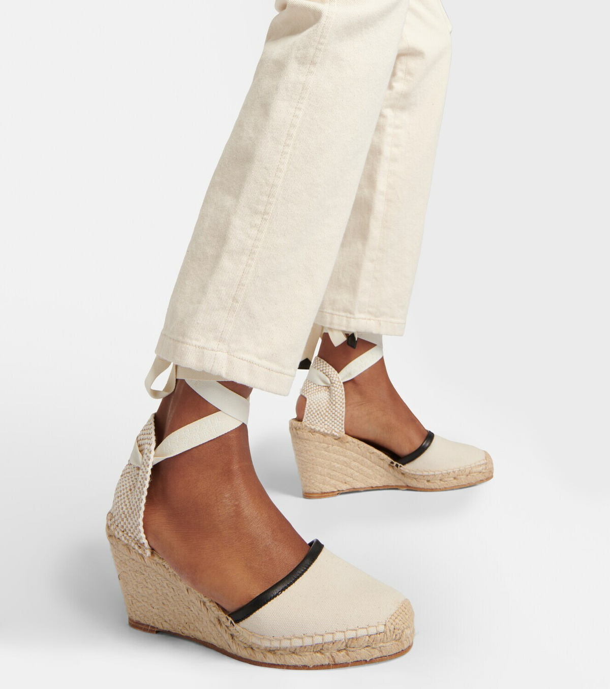 Isabel Marant Alfafi leather-trimmed espadrille wedges Isabel Marant