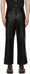 Recto Black Faux-Leather Wide Crop Trousers