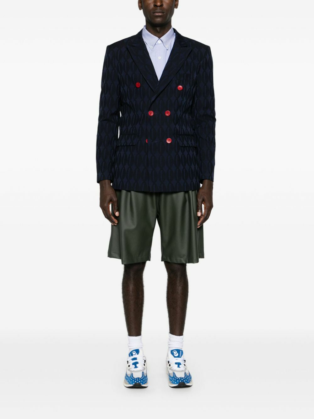 Labrum London Blue Double-Breasted Monogram Blazer