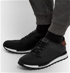 Berluti - Run Track Leather and Neoprene Sneakers - Black