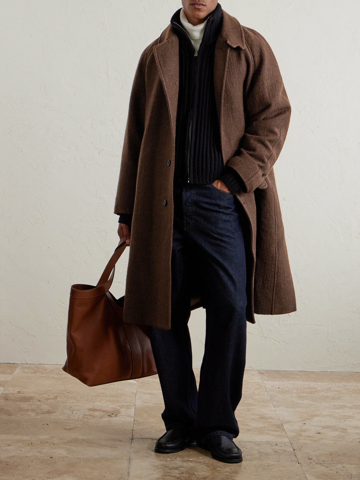 Kaptain Sunshine - Umbrella Wool-Blend Car Coat - Brown