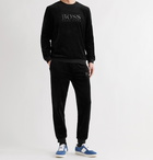 HUGO BOSS - Logo-Embroidered Cotton-Blend Velour Sweatshirt - Black