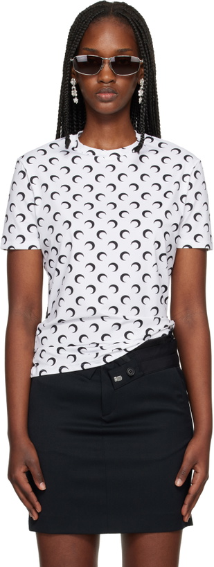 Photo: Marine Serre White Moon Printed Jersey Short Sleeves Crewneck T-shirt