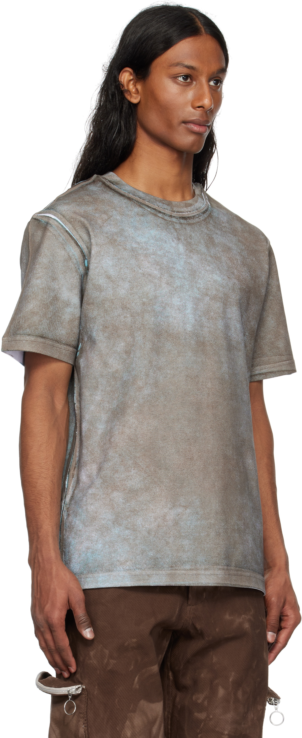 Charlie Constantinou Blue & Brown Screen-Printed T-shirt