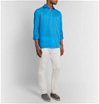 Kiton - Cotton and Linen-Blend Half-Placket Shirt - Blue