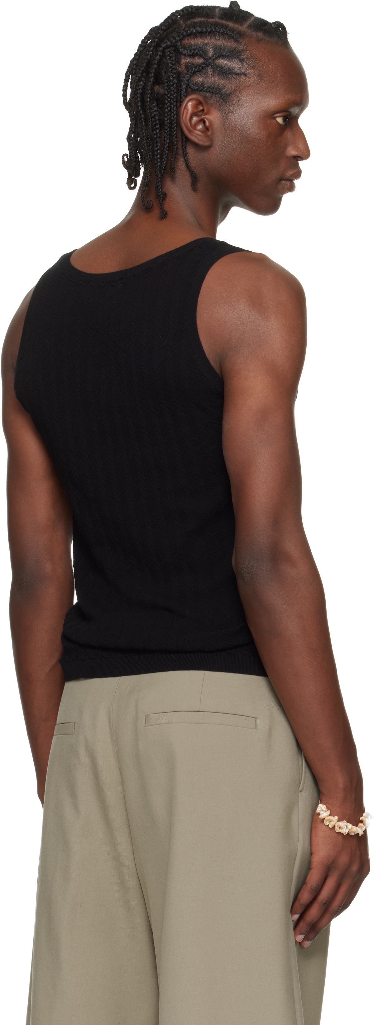 Dries Van Noten Black Rib-Knit Tank Top