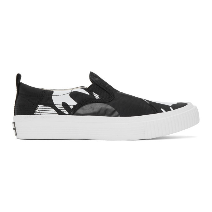 Photo: McQ Alexander McQueen Black and White Swallow Orbyt Slip-On Sneakers