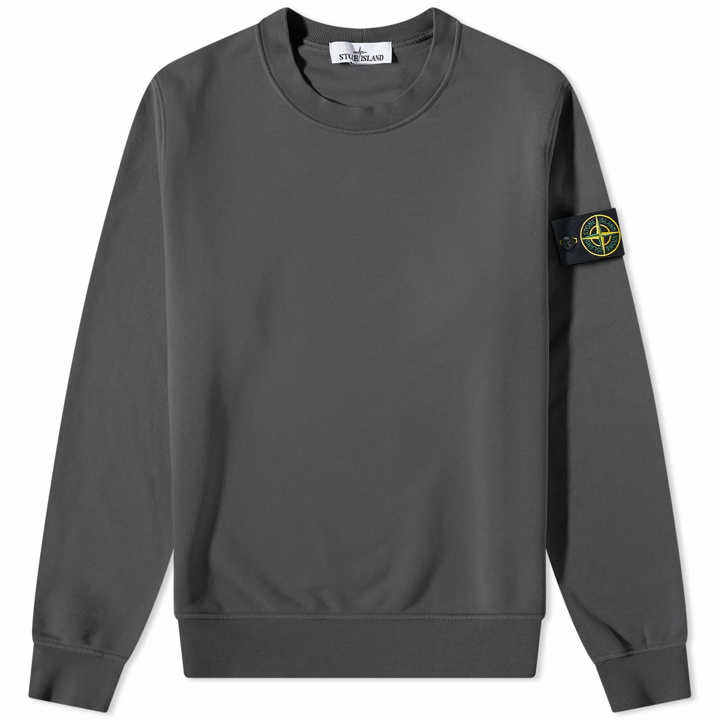Photo: Stone Island Men's Garment Dyed Crew Neck Sweat in Charcoal