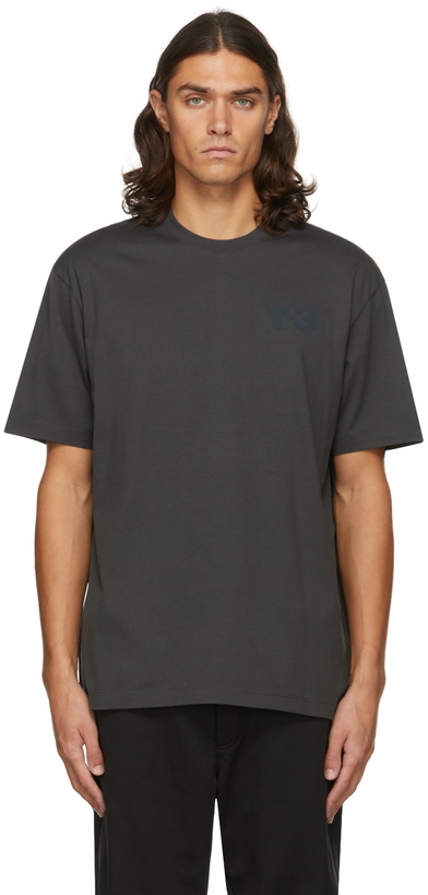 Photo: Y-3 Grey Chest Logo T-Shirt