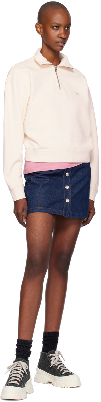Maison Kitsuné Off-White Baby Fox Patch Half-Zip Sweatshirt Maison