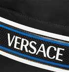 Versace - Leather and Mesh-Trimmed Logo-Print Shell Messenger Bag - Black