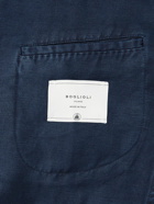 Boglioli - Slim-Fit Unstructured Herringbone Cotton and Linen-Blend Suit Jacket - Blue