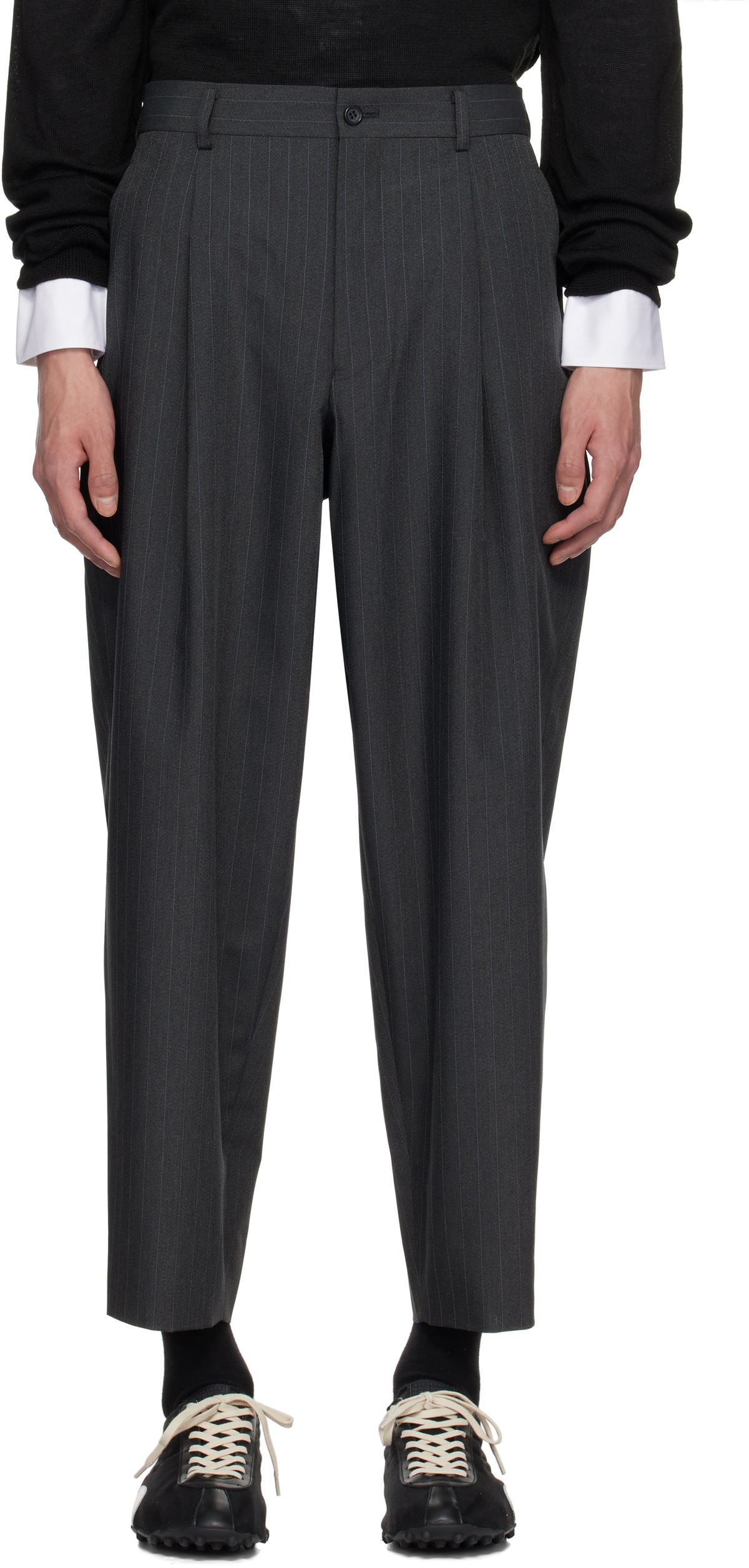 Comme des Garçons Homme Deux Gray Pinstripe Trousers