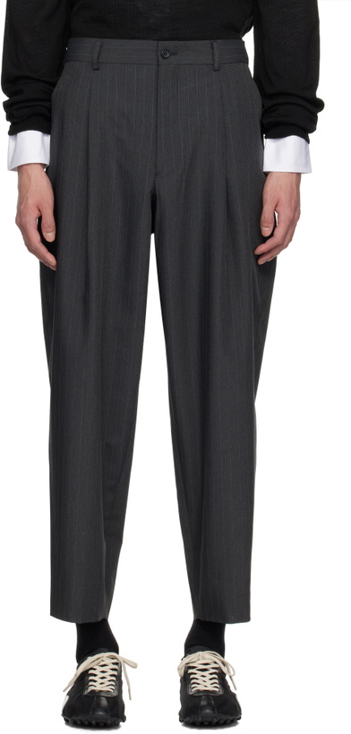 Photo: Comme des Garçons Homme Deux Gray Pinstripe Trousers