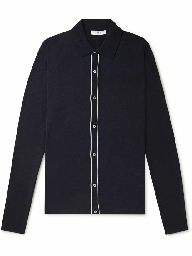 Photo: Mr P. - Contrast-Tipped Wool Shirt - Blue