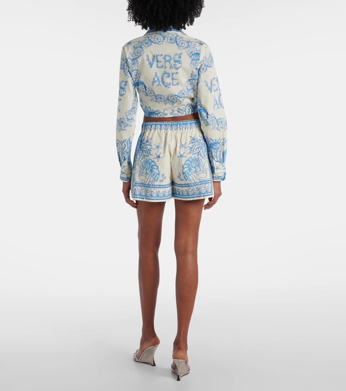 Versace Underwater Barocco cotton poplin shorts