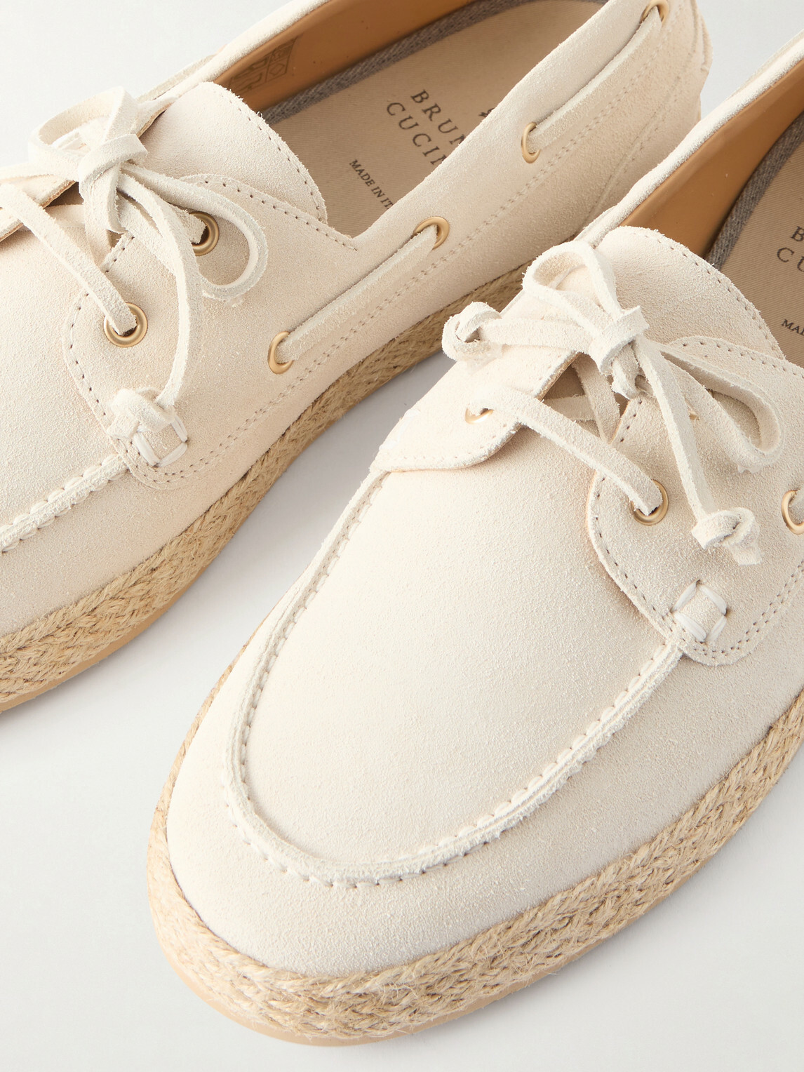 Brunello Cucinelli - Suede Boat Shoes - Neutrals