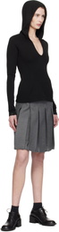 Fax Copy Express Gray Pleated Midi Skirt