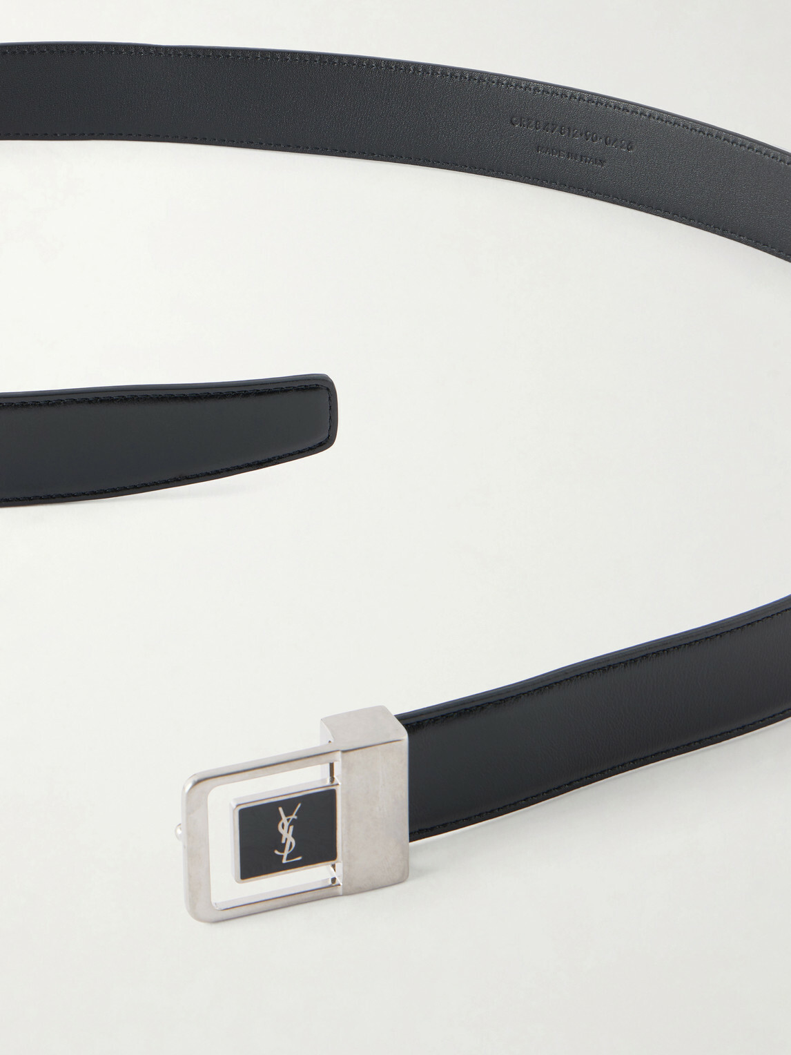 SAINT LAURENT - 3cm Logo-Embellished Leather Belt - Black