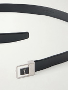 SAINT LAURENT - 3cm Logo-Embellished Leather Belt - Black